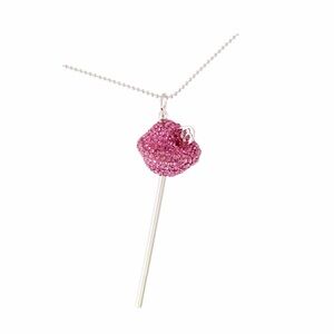 Elegant Pink Crystal Lollipop Necklace